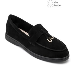 Instapper Zwart Suede/Leer
